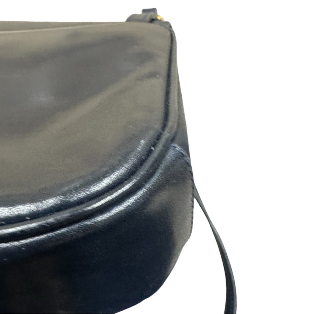 Old Gucci Vintage Black Polished Leather Horsebit Accent Shoulder Bag Auth - Picture 11 of 16